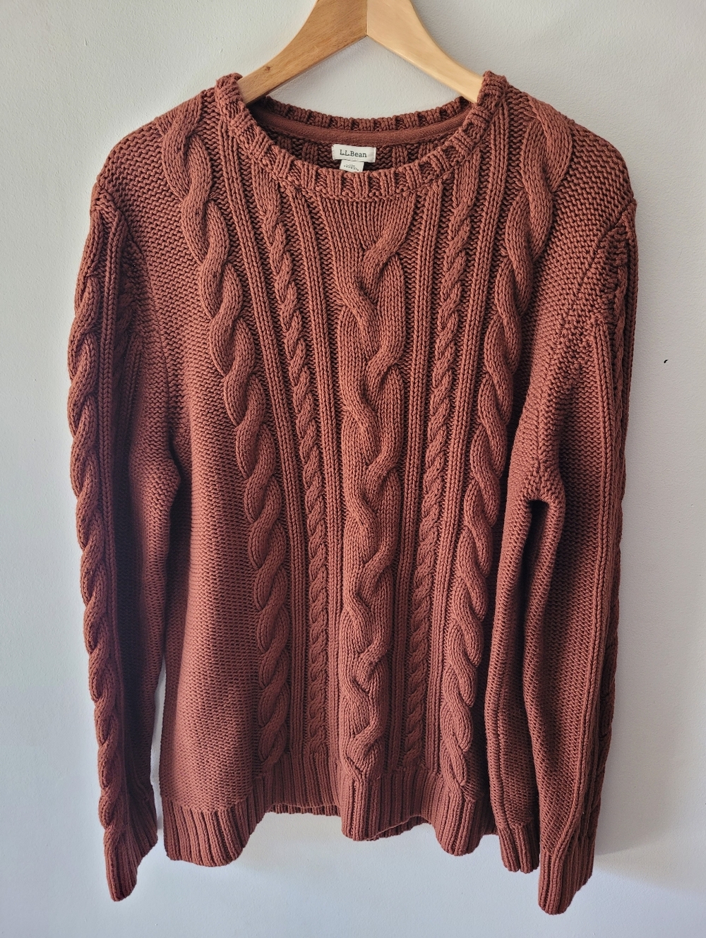 L.L.Bean Double L Cable Knit Sweater - Brown - Size 2XL Plus